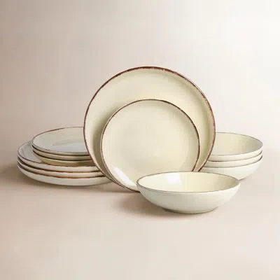 Earth & Clay Heath 12-piece Dinnerware Set Stoneware In Beige