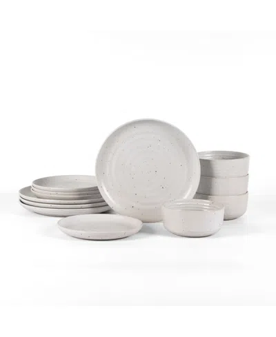 Earth & Clay Ion 12 Pc. Dinnerware Set, Service For 4 In White Speckles