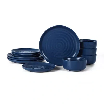 Earth & Clay Ion 4-pc. Stoneware Dinnerware Set In Blue