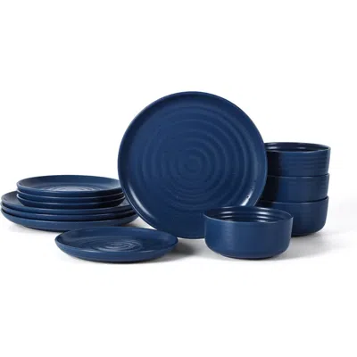 Earth & Clay Ion Stoneware 12-piece Dinnerware Set In Blue
