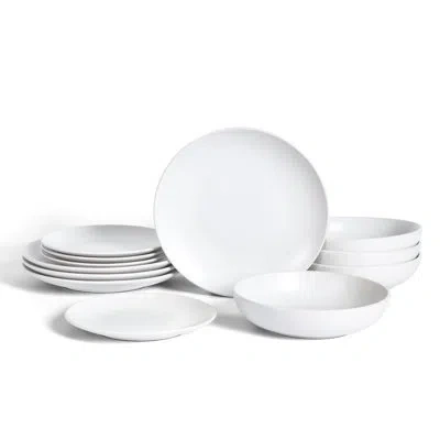 Earth & Clay Mia 12-piece Dinnerware Set Stoneware In White