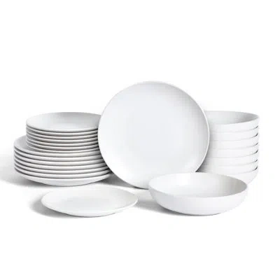 Earth & Clay Mia 24-piece Dinnerware Set Stoneware In White