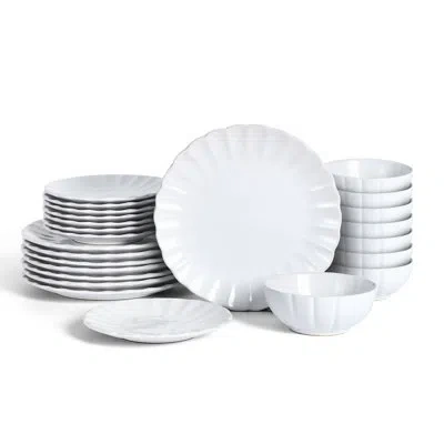 Earth & Clay Phoenix 24-piece Dinnerware Set Stoneware In White