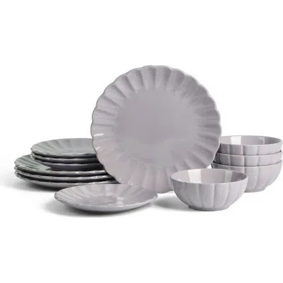 Earth & Clay Phoenix Stoneware 12-piece Dinnerware Set In Gray