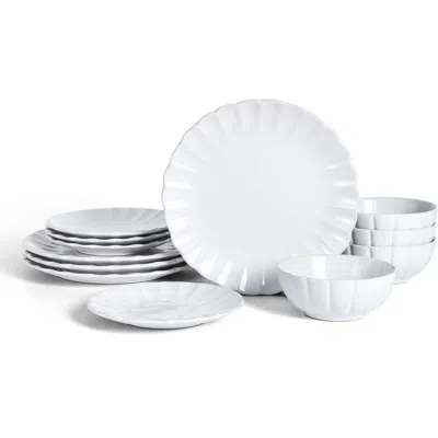 Earth & Clay Phoenix Stoneware 12-piece Dinnerware Set In White