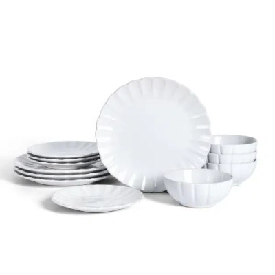 Earth & Clay Phoenix Stoneware 24-piece Dinnerware Set In White