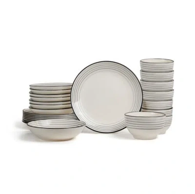 Earth & Clay Zeke Earthenware 24-piece Dinnerware Set In Grey