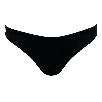 Earth Body Women's Annisett Ribbed Thong In Wavy Black