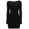 Earth Body Women's Black Area Square Neck Long Sleeve Sculpt-body Dress In Black