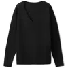 Earth Body Women's Black Canna Cotton Cashmere Oversized Low V-neck Sweater In Black