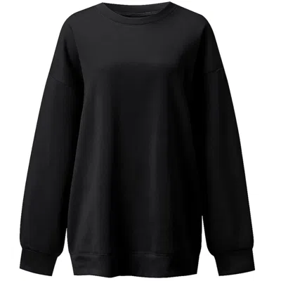 Earth Body Women's Black Pocket Oversized Shear-body Parky Sweatshirt Dress