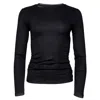 Earth Body Women's Black Rhyde Cinched Waist Long Sleeve Ribbed Sculpt-body Shirt In Black