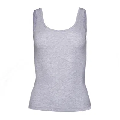 Earth Body Women's Clear Essential Scoop Neck Ribbed Sculpt-body Tank In Grey