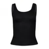 Earth Body Women's Clear Essential Scoop Neck Ribbed Sculpt-body Tank Top In Black In Black