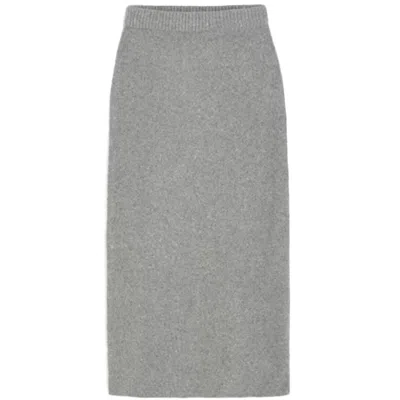 Earth Body Women's Grey Misset Knit Midi-straight Skirt In Light Gray
