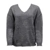 Earth Body Women's Nile V-neck  Sweater In Ash Grey In Grey