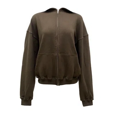 Earth Body Women's Ravena Cotton Cashmere Cropped Zipper Hoodie In Greeness