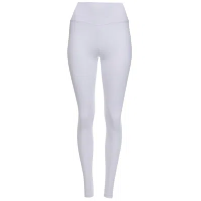 Earth Body Women's White Barre Ballectic Rhythmic Ribbed Sculpt-body Legging In Salt