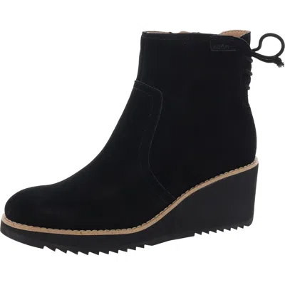 Earth Calia Womens Suede Round Toe Ankle Boots In Black