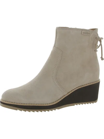 Earth Calia Womens Suede Round Toe Ankle Boots In Grey