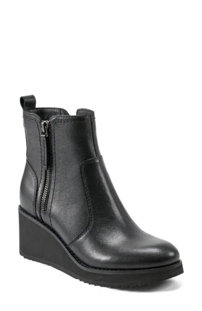 Earth ® Cinto Platform Wedge Bootie In Black Smooth