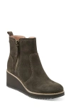 Earth Women's Cleia Slip-on Round Toe Casual Wedge Booties In Dark Green Suede