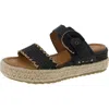 Earth Colla Womens Leather Wedge Slide Sandals In Black