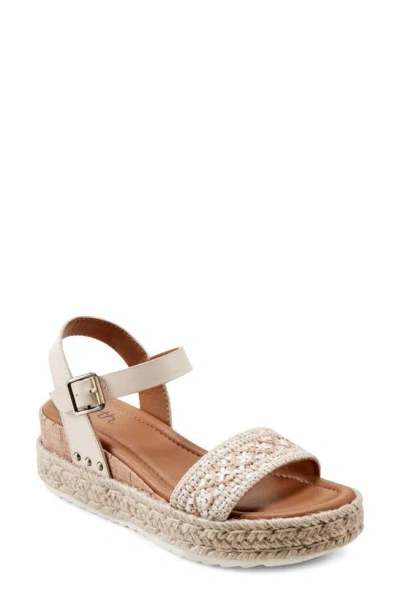 Earth Collins Ankle Strap Espadrille Platform Wedge Sandal In Light Natural