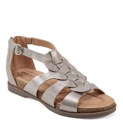 Earth Dale Womens Leather Ankle Zipper Flatform Sandals