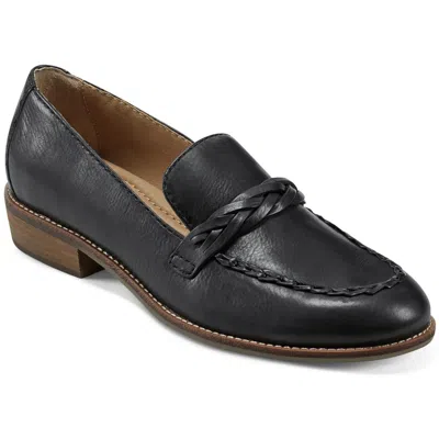 Earth Edie Womens Braided Man Made Loafers In Black Leather