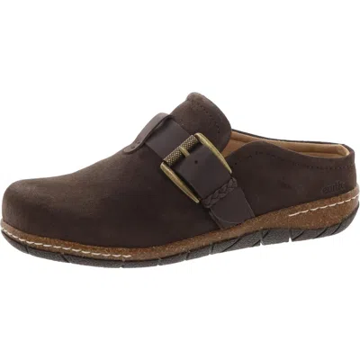 Earth Eras Womens Padded Insole Faux Suede Clogs In Brown