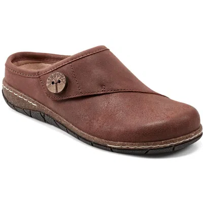 Earth Ezra Womens Suede Cork Clogs In Dark Brown Leather