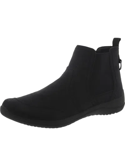 Earth Faine Womens Faux Leather Pull On Booties In Black