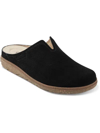 Earth Flan Womens Suede Slip-on Loafers In Black