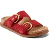 Earth Women's Francii Double Band Flat Slip-on Sandals In Red Suede