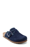 Earth Women's Gena Stitched Flat Clogs In Dark Blue Suede