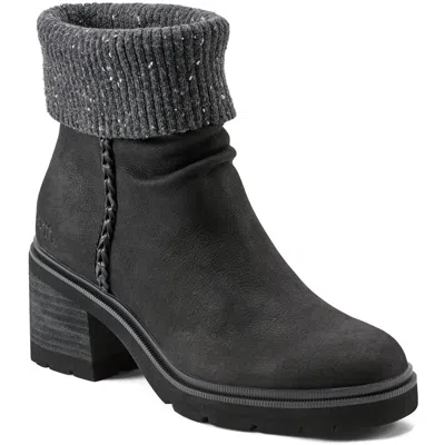 Earth Gresa Womens Block Heel Faux Fur Booties In Black