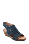 Earth Women's Halin Cutout Slingback Wedge Sandals In Dark Blue