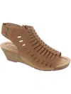 Earth Hana Womens Faux Leather Laser Cut Wedge Sandals In Multi