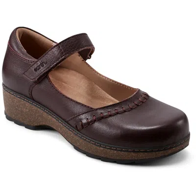 Earth Kalece Womens Adjustable Leather Mary Jane Heels In Dark Red Leather