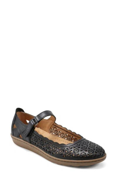 Earth Women's Lady Perforated Mary Jane Flats In Black