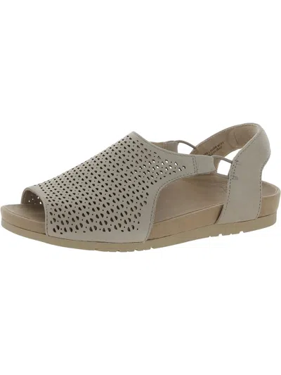 Earth Linden Laveen Womens Suede Peep-toe Slingback Sandals In Grey
