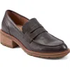 Earth Women's Lindy Block Heel Slip-on Penny Loafers In Dark Red Leather