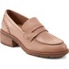 Earth Lindy Womens Solid Leather Loafers In Light Natural
