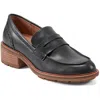 Earth Lindy Womens Solid Leather Loafers In Black Leather