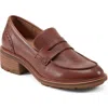 Earth Lindy Womens Solid Leather Loafers In Cognac Leather