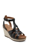 Earth Women's Malera Open Toe Ankle Strap Wedge Sandals In Black Leather