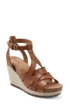 Earth Women's Malera Open Toe Ankle Strap Wedge Sandals In Cognac Leather