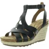 Earth Women's Malera Open Toe Ankle Strap Wedge Sandals In Black