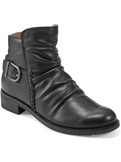 Earth Women's Naira Round Toe Ruched Casual Booties In Black Leather